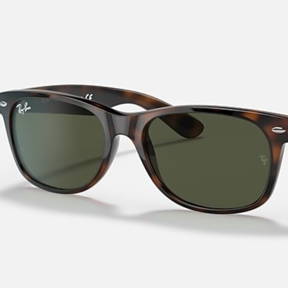 Ray-Ban RB2132 902 New Wayfarer Sunglasses – Tortoise G-15 Green 55-18 - Picture 1 of 3